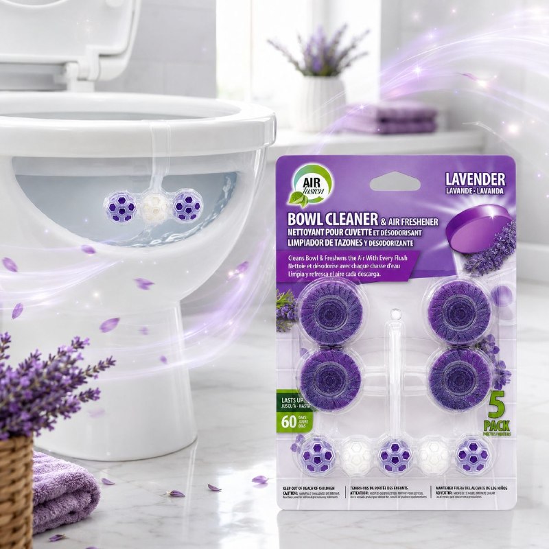 PASTILLAS LIMPIADORAS Y DESODORANTES PARA SANITARIOS CON AROMA A LAVANDA AIR FUSION 5PCS
