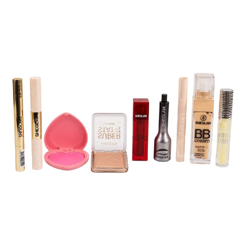 SET DE MAQUILLAJE MULTIFUNCIONAL DE 9PCS SIHEGLAN (DUPE DE SHEGLAM Y MAYBELLINE)