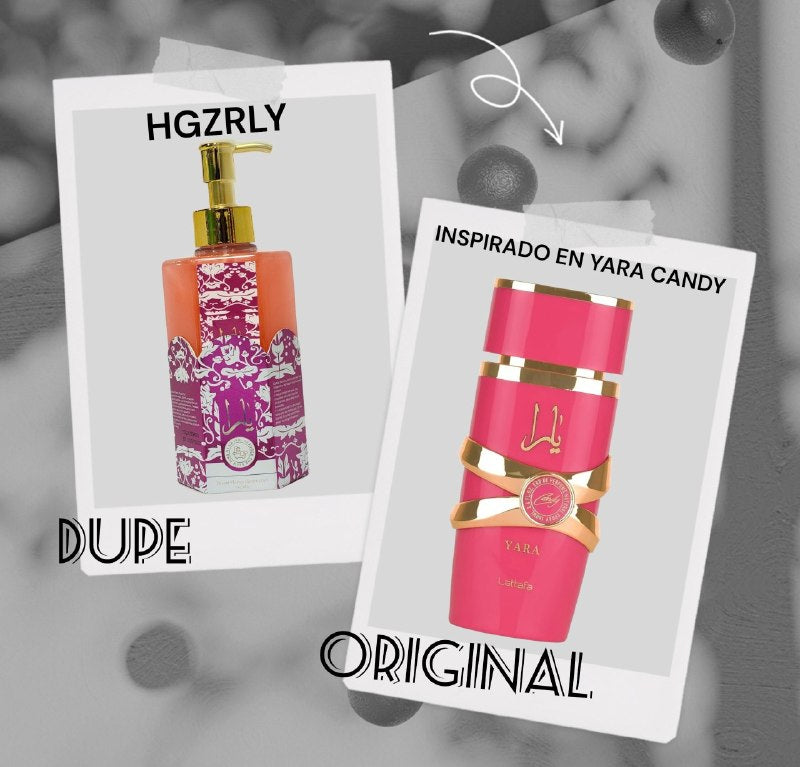 GEL DE DUCHA DEJA LA PIEL SUAVE Y TERSA PERFUMADO HGZRLY 300G DUPE DE LATTAFA YARA CANDY