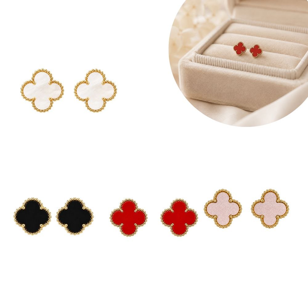 ARETES DE ENCHAPE PARA DAMA CON MOTIVO DE TRÉBOL VINTAGE
