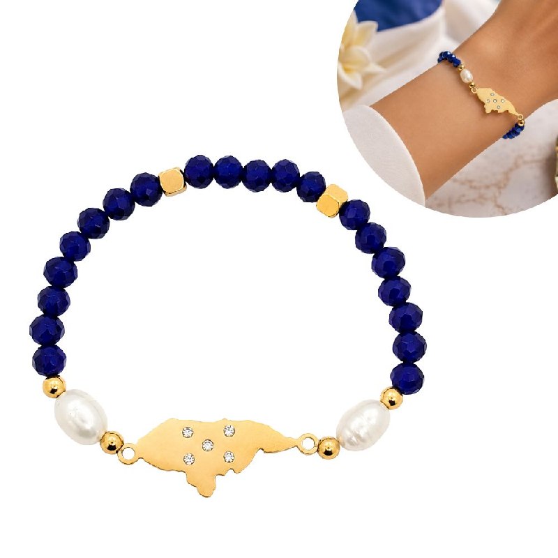 PULSERA DE ENCHAPE ELASTICA PARA DAMA CON DISEÑO DE HONDURAS