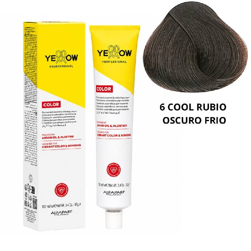 TINTE PERMANENTE PARA EL CABELLO CON ACEITE DE ARGAN Y ALOETRIX TONO 6 COOL RUBIO OSCURO FRIO ALFAPARF 100ML