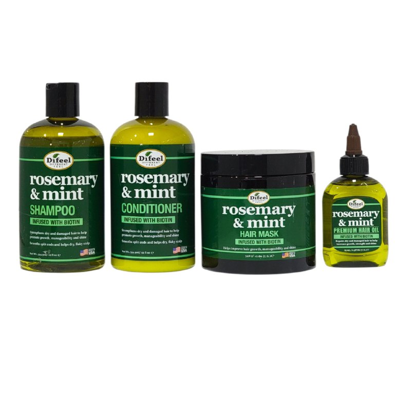 SET DE CUIDADO PARA EL CABELLO DE ROMERO Y MENTA CRECEPELO 4PCS DIFEEL