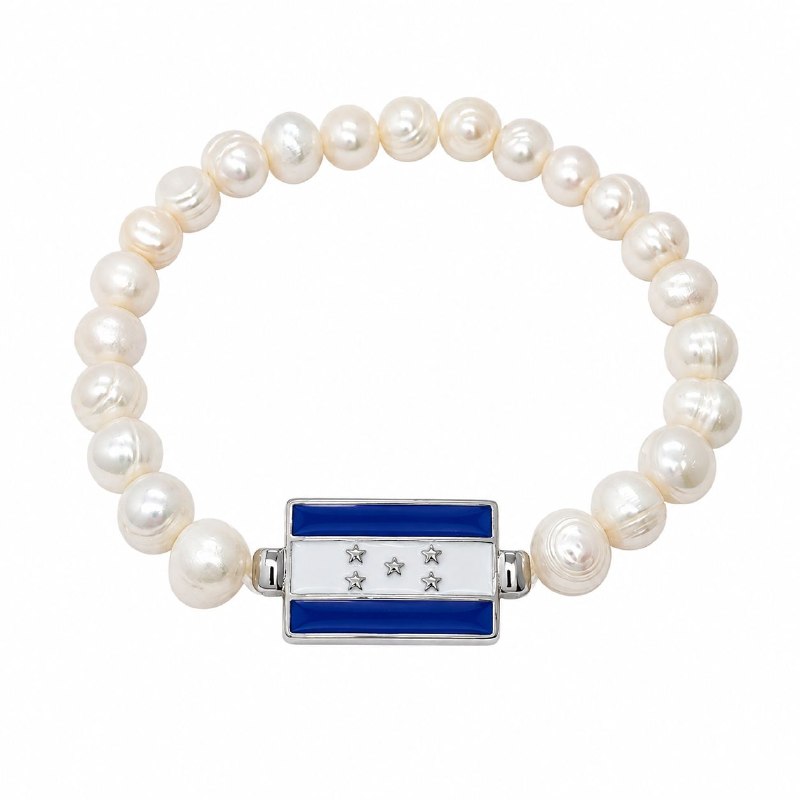 PULSERA DE ENCHAPE ELASTICA PARA DAMA CON DISEÑO DE HONDURAS