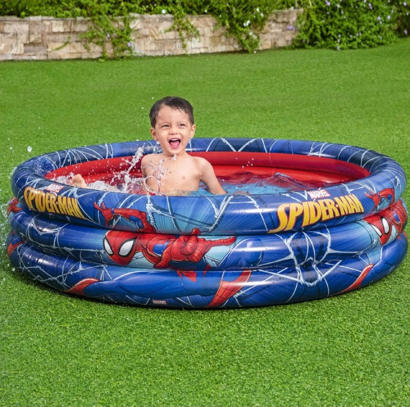 PISCINA INFLABLE INFANTIL DE TRIPLE ARO CON DISEÑO DE SPIDERMAN BESTWAY 1.22MX30CM