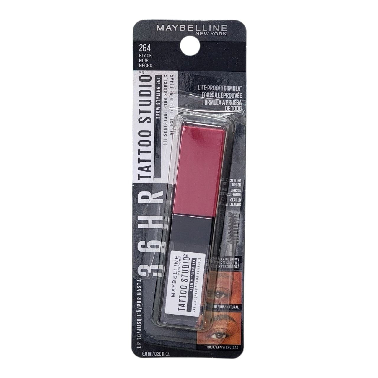 GEL PARA CEJAS LARGA DURACION TONO 264 BLACK TATTOO STUDIO BROW STYLING MAYBELLINE NEW YORK 6.0ML