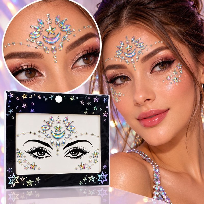 SET DE JOYAS DECORATIVAS ADHESIVAS PARA ROSTRO Y CUERPO PARTY JOY