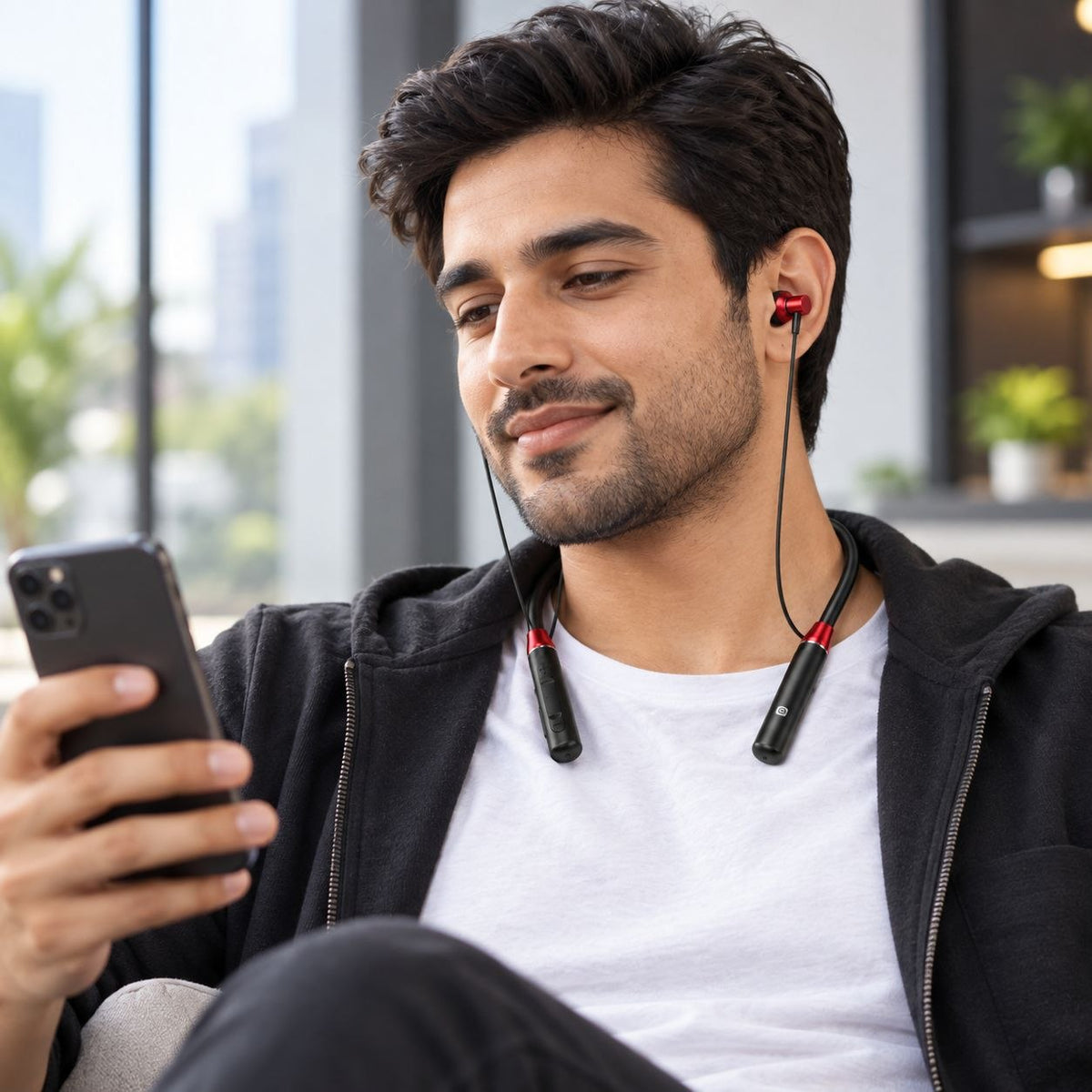 AUDÍFONOS INALÁMBRICOS BLUETOOTH DE CUELLO DE SILICONA GPENGKJ 8H BATERÍA