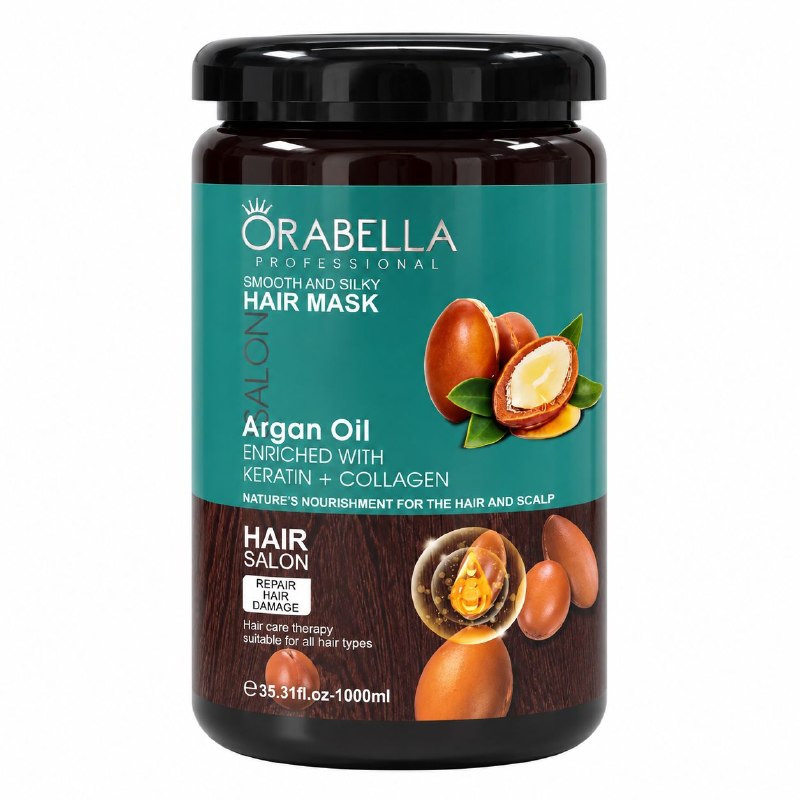 MASCARILLA CAPILAR REESTRUCTURANTE E HIDRATANTE DE ACEITE DE ARGAN, QUERATINA Y COLAGENO ORABELLA 1000ML