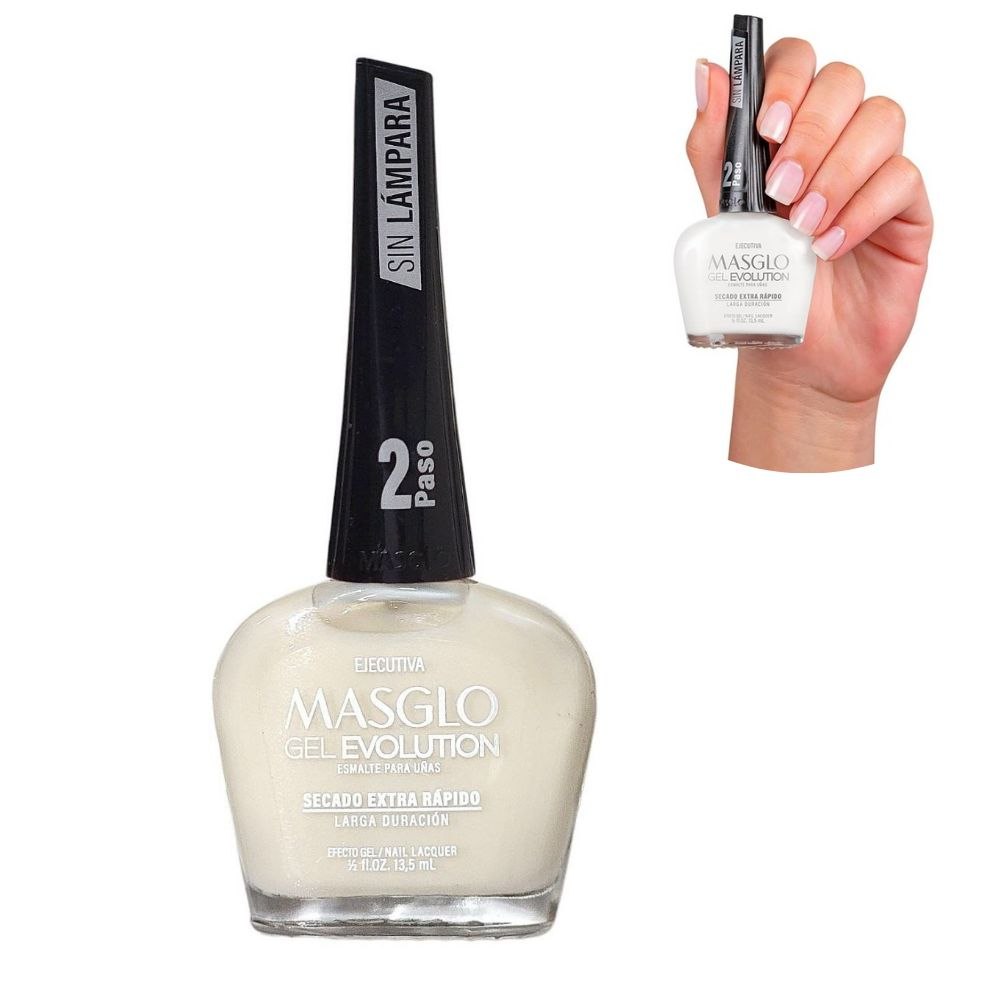 ESMALTE PARA UÑAS DE SECADO RAPIDO COLOR MARFIL EJECUTIVA GEL EVOLUTION MASGLO 13.5ML