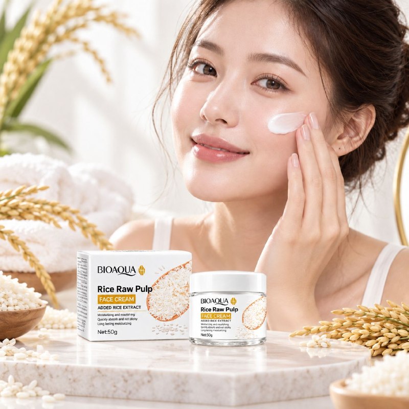 CREMA FACIAL HIDRATANTE Y NUTRITIVA DE PULPA CRUDA DE ARROZ BIOAQUA 50G