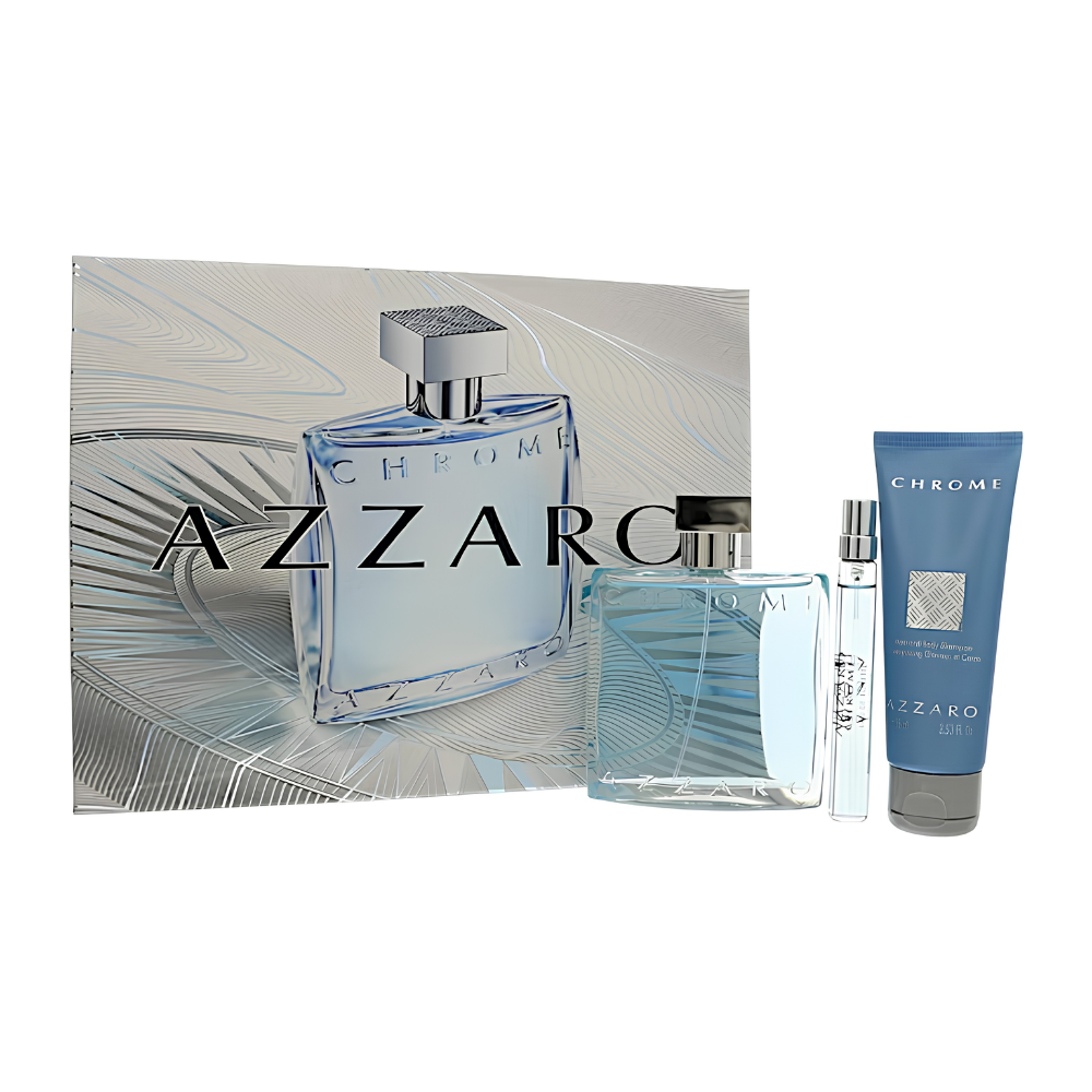 SET AZZARO CHROME EDT 100ML EDT 10ML SHAMPOO 75ML (H)