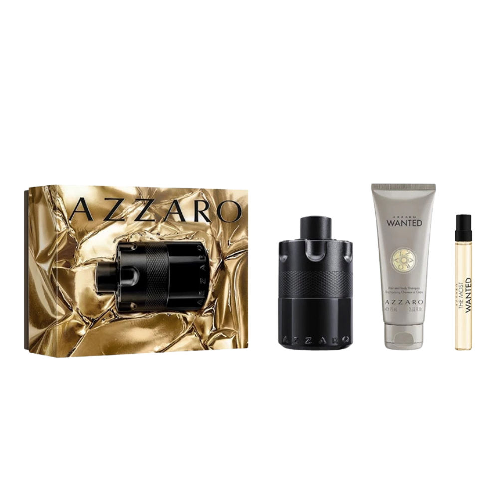 SET AZZARO THE MOST WANTED INTENSE EDP 100ML EDP 10ML SHAMPOO 75ML (H)