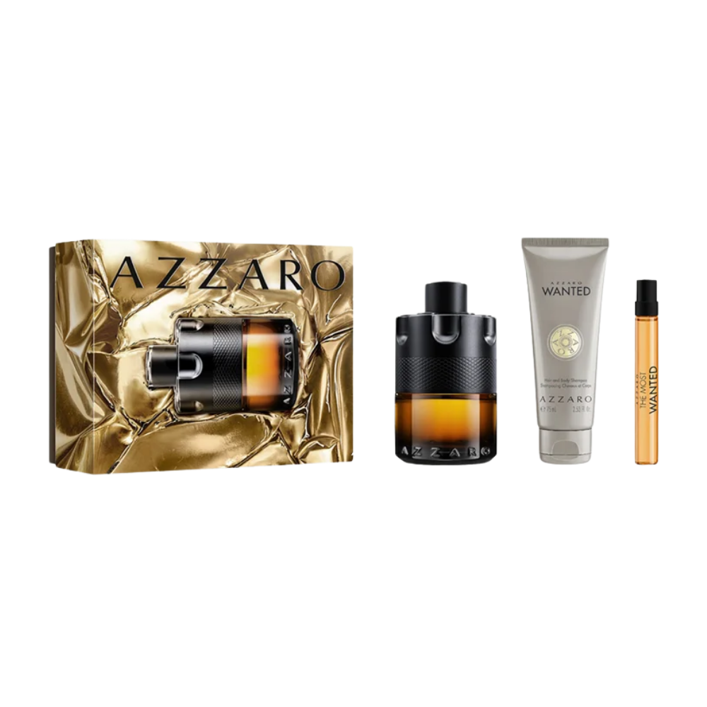 SET AZZARO THE MOST WANTED PARFUM 100ML PARFUM 10ML SHAMPOO 75ML (H)