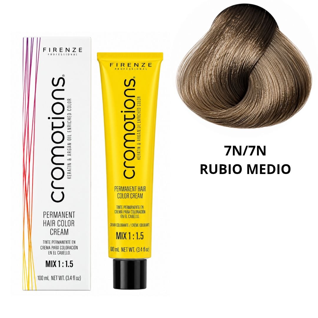 TINTE PERMANENTE EN CREMA CROMOTIONS 7N/7N RUBIO MEDIO FIRENZE PROFESSIONAL 100ML