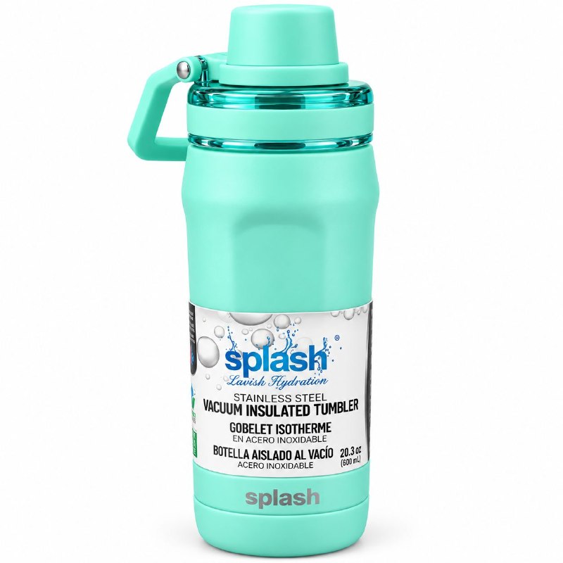 BOTE TERMICO DE ACERO INOXIDABLE CON ASA SPLASH 600ML