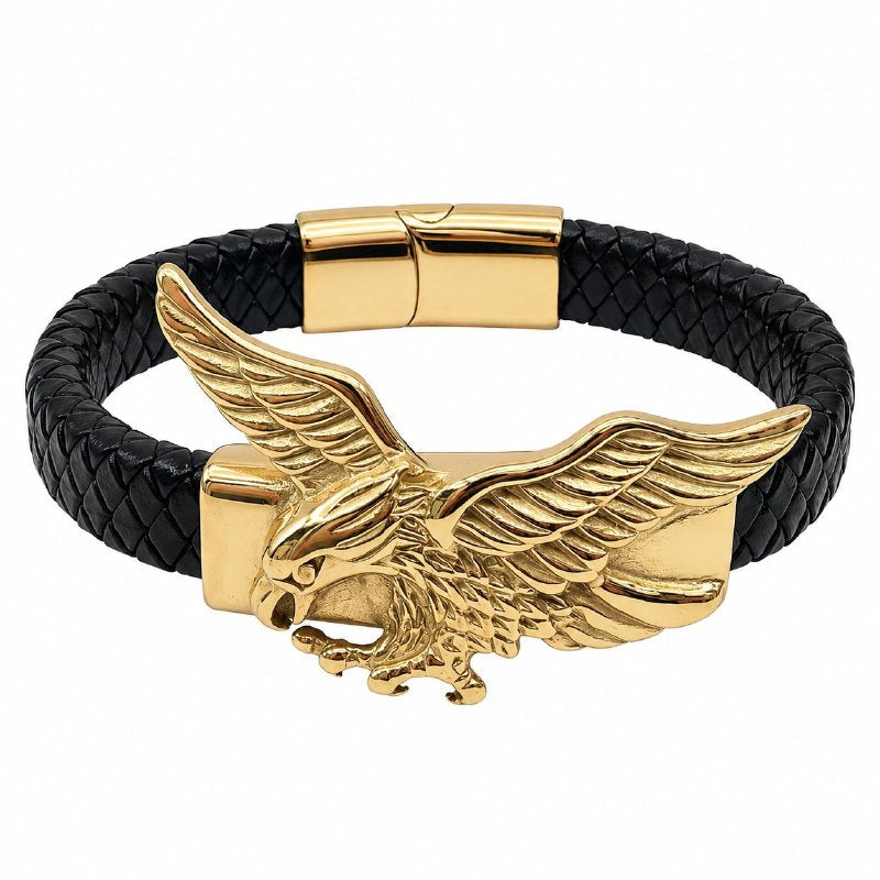 PULSERA DE ENCHAPE PARA CABALLERO CON DISEÑO DE AGUILA 22CM