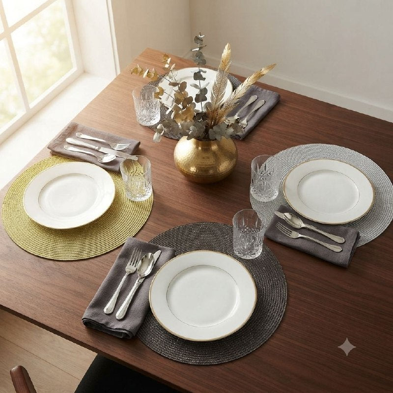 MANTEL PARA MESA REDONDO DE PVC DISEÑO TRENZADO  38CM
