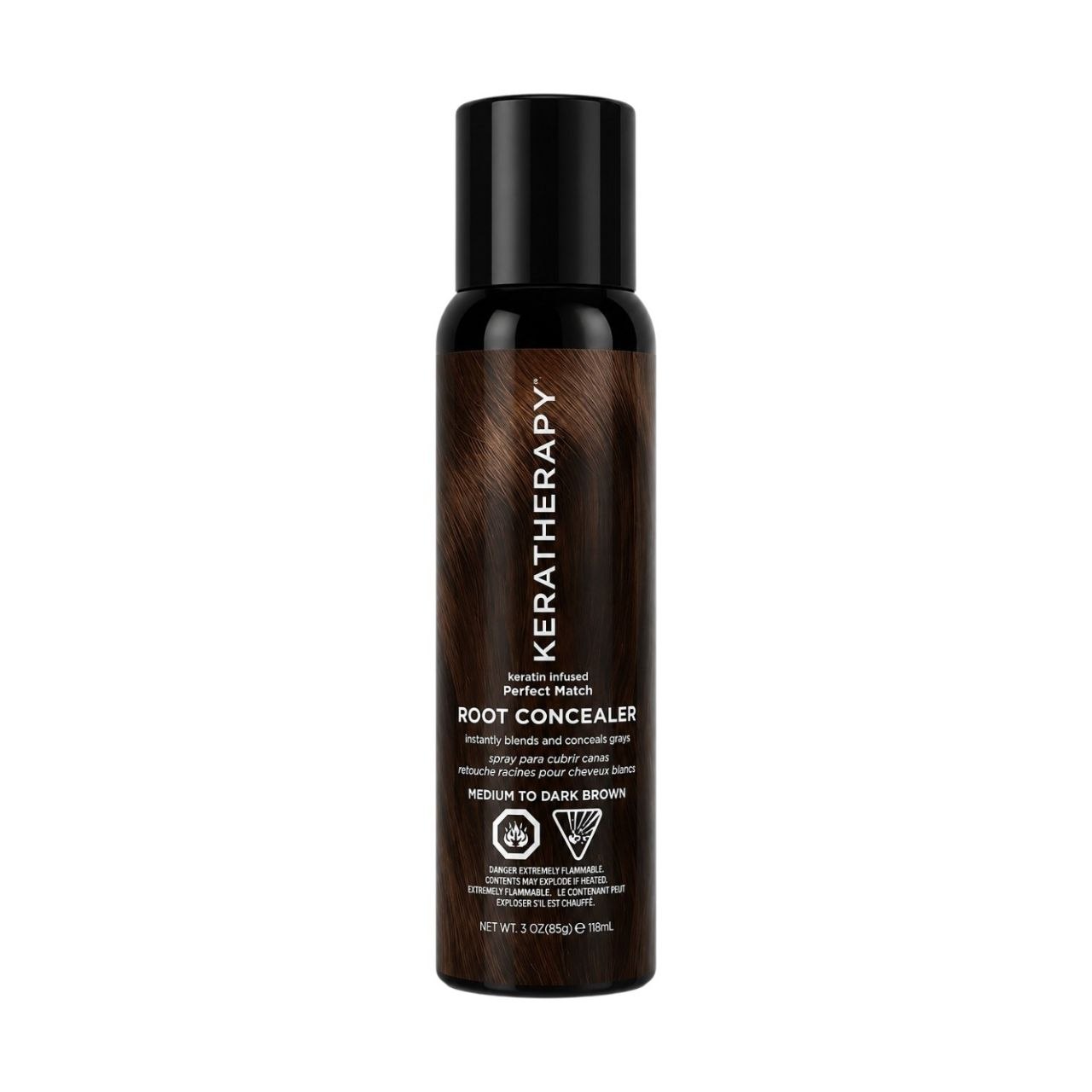 SPRAY CUBRE CANAS KERATHERAPY PERFECT MATCH ROOT CONCEALER NEGRO 118ML KERATHERAPY