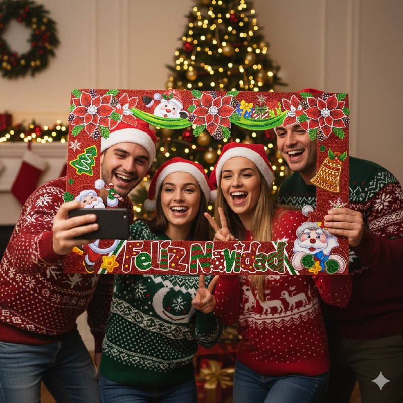 DECORACION ADORNO NAVIDEÑO MARCO PARA SELFIE TOMAR FOTOS 56X86CM, 2 ESTILOS