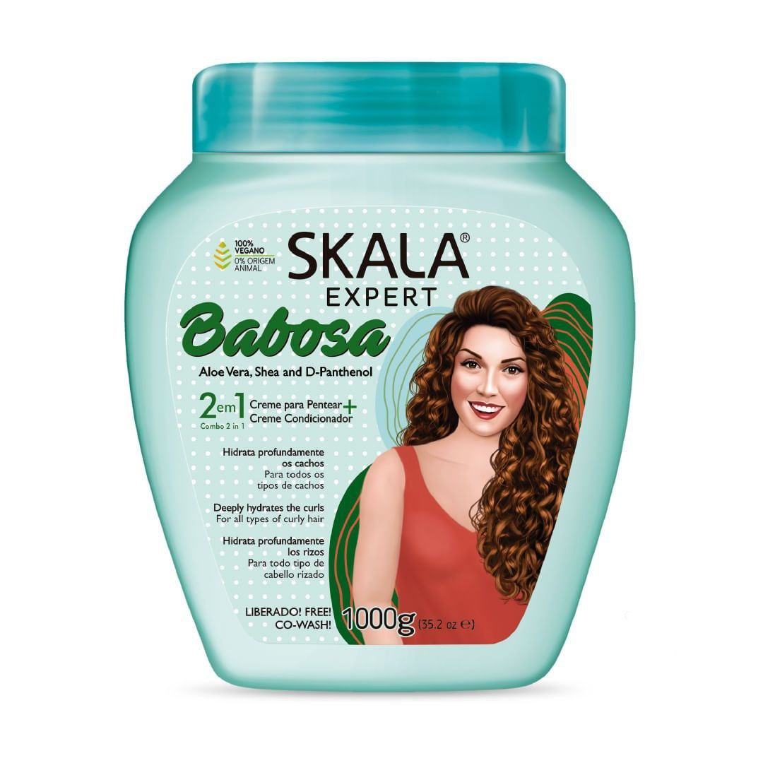 TRATAMIENTO CAPILAR EN CREMA 2 EN 1 ACONDICIONADORA PARA PEINAR HIDRATA PROFUNDAMENTE LOS RIZOS DE ALOE VERA SKALA EXPERT BABOSA ALOE VERA 1000G