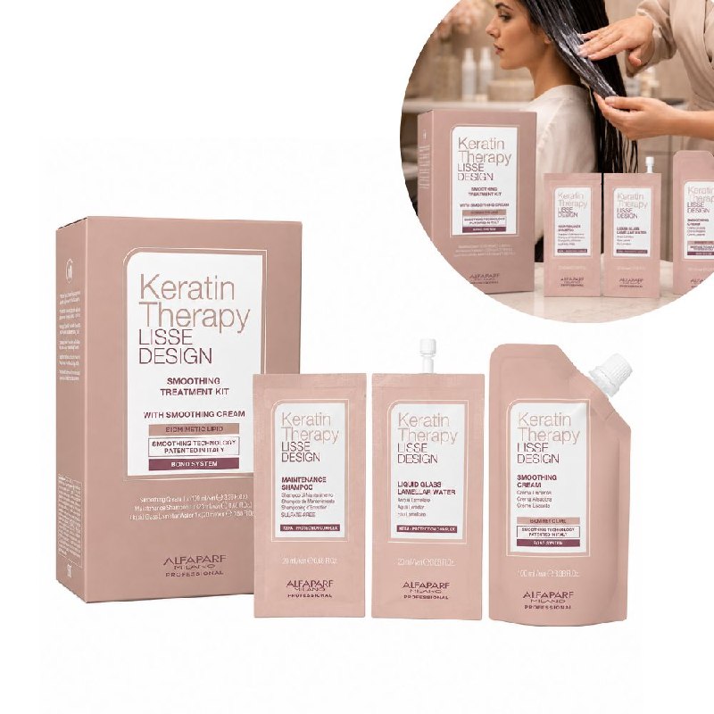 SET DE 3 PCS DE TRATAMIENTO ALISADOR PROGRESIVO CON KERATINA, ACEITE DE BABASU ANTIFRIZZ ALFAPARF
