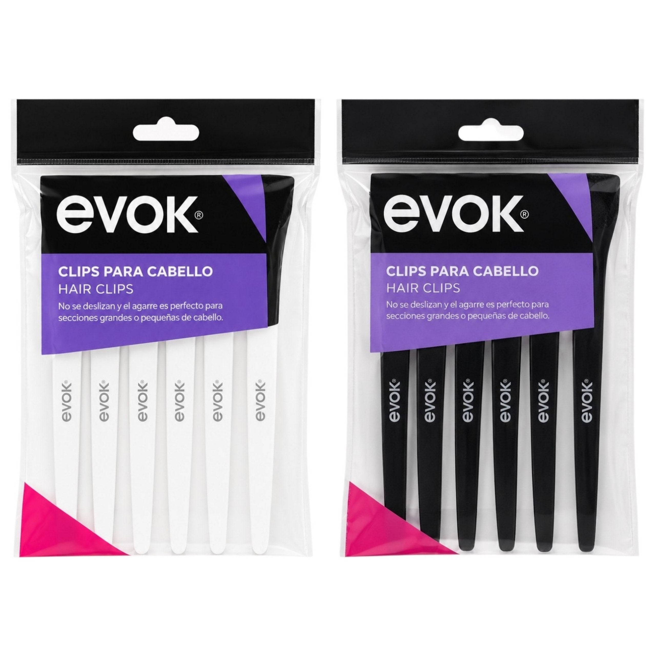 GANCHO CLIPS PARA EL CABELLO DE AGARRE PERFECTO ANTIDESLIZANTE SUAVE EVOK 6 PIEZAS