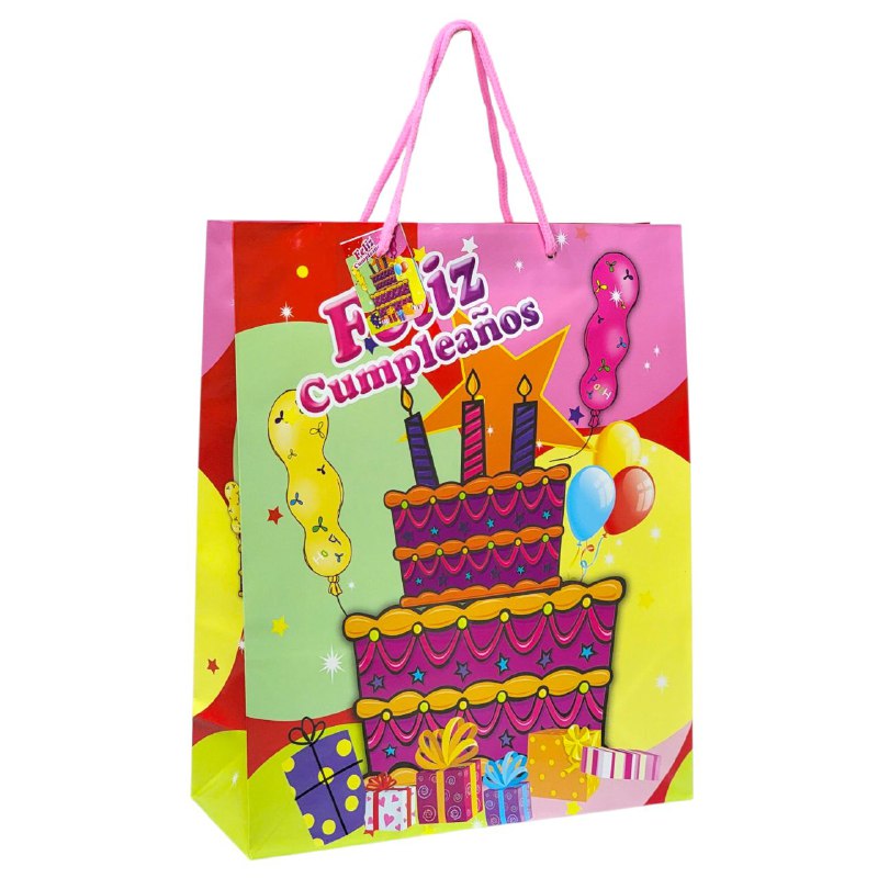 BOLSA DE REGALO DE FELIZ CUMPLEAÑOS MEDIANA 26X32X10CM
