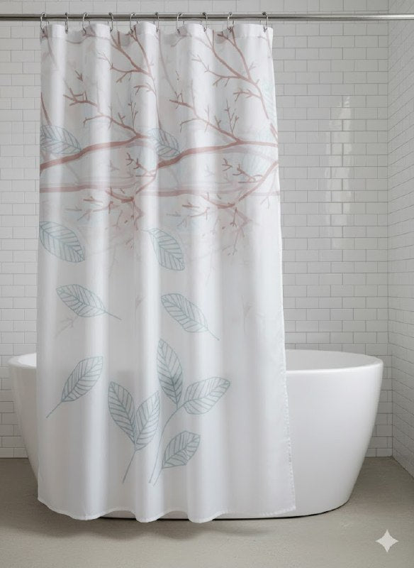 CORTINA DE DUCHA DE POLYSTER, SIMPLE Y MODERNO CON 12 ARANDELAS Y MATERIALES DURADEROS 180X180CM LARUCCI SHOWER CURTAIN 16 ESTILOS