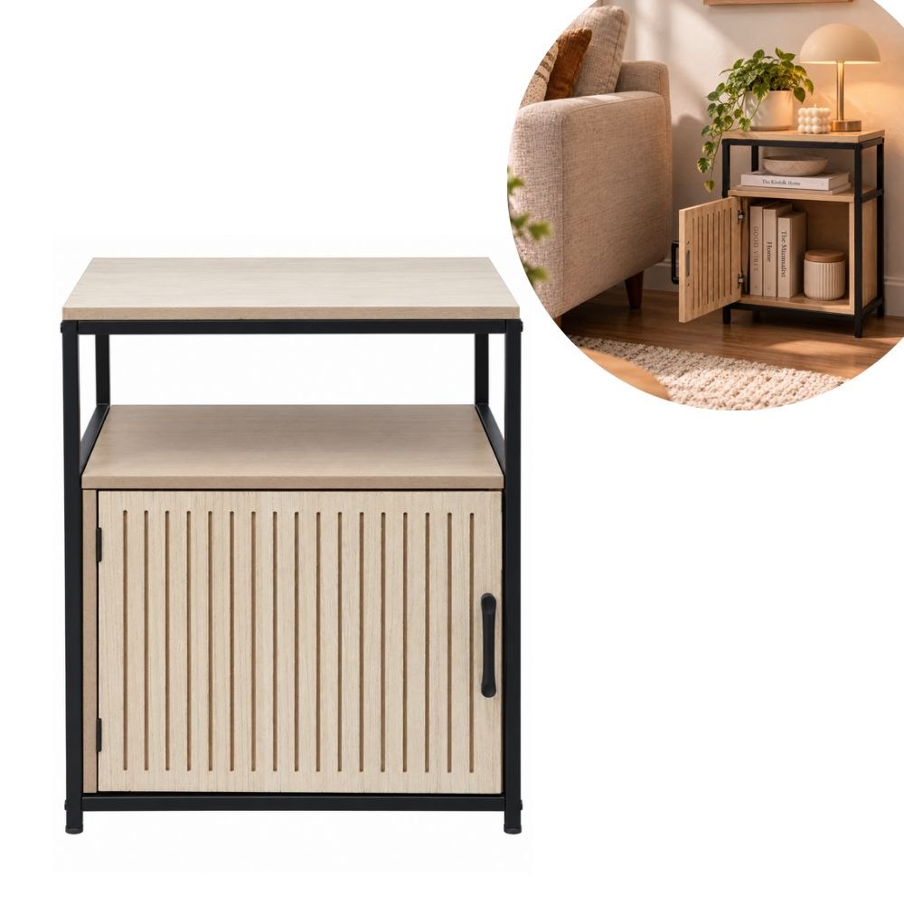 MESA AUXILIAR CON GABINETE DE ALMACENAMIENTO 56CMX24CMX40CM