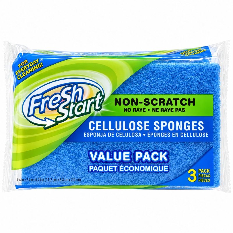 SET DE 3 ESPONJAS ABSORBENTES DELICADAS ANTIRAYADURAS DE LIMPIEZA FRESH START 11X5CM