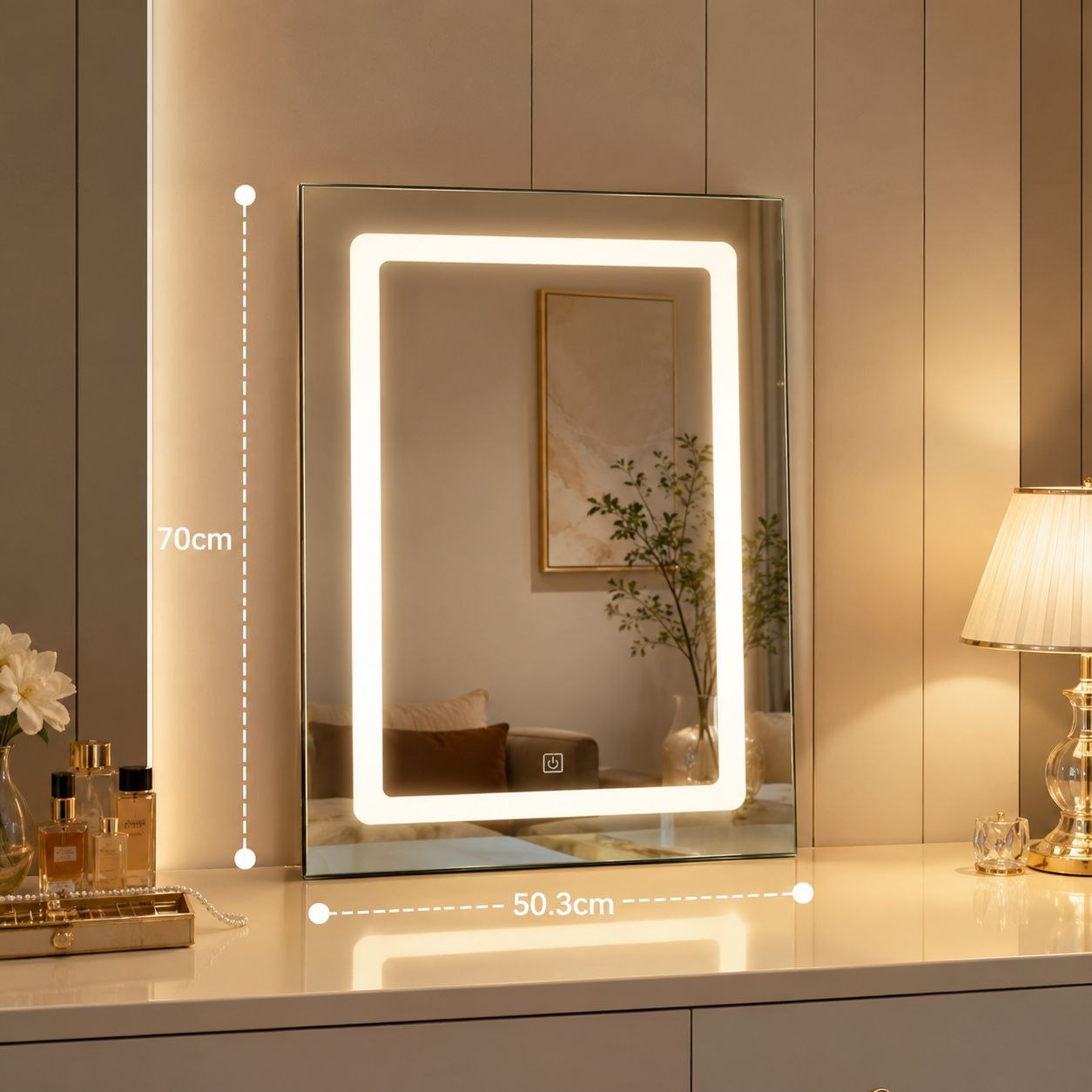 ESPEJO CUADRADO CON LUZ LED 70X50.3CM