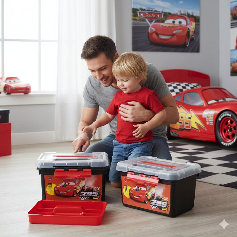 ORGANIZADOR CAJA DE ALMACENAMIENTO ORGANIZADORA PARA NIÑOS DE CARS 19X22X32CM