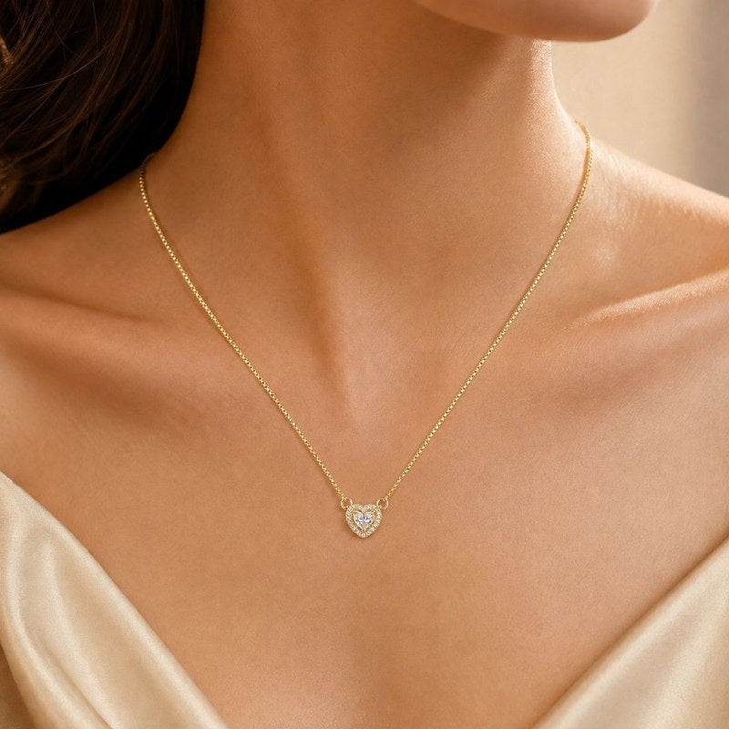 GARGANTILLA DE ENCHAPE PARA DAMA CON DISEÑO DE CORAZON (DUPE DE PANDORA)