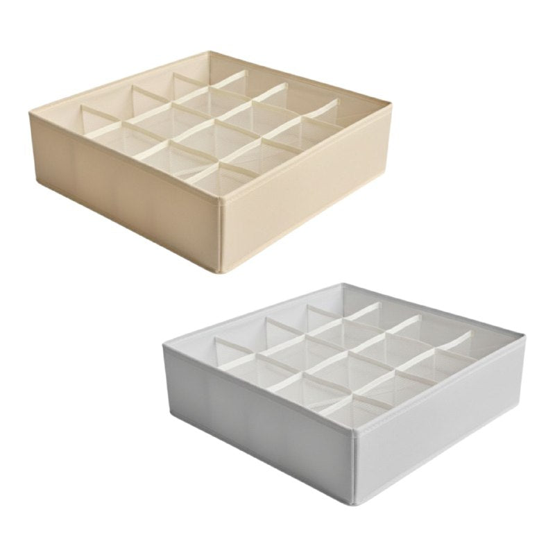 ORGANIZADOR CAJA DE ALMACENAMIENTO DE 16 COMPARTIMIENTOS FIJOS, PERFECTO PARA FAJAS, CALCETINES, BUFANDAS,ETC 32X32X10CM FUHUA