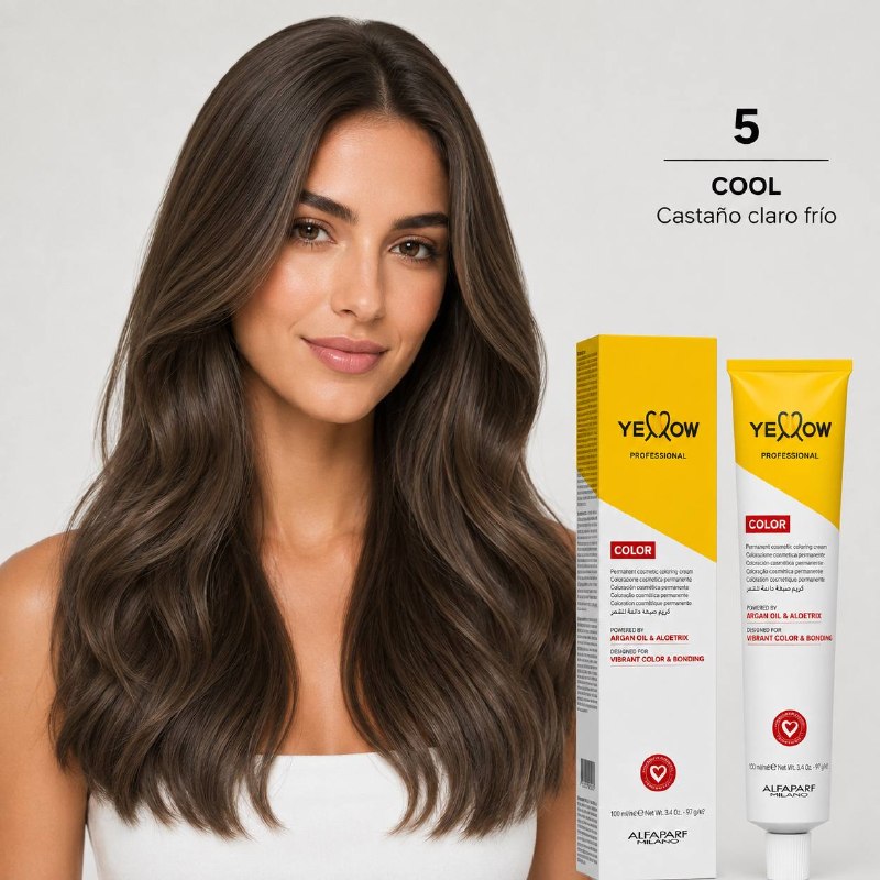 TINTE PERMANENTE PARA EL CABELLO CON ACEITE DE ARGAN Y ALOETRIX TONO 5 COOL CASTAÑO CLARO FRIO ALFAPARF 100ML