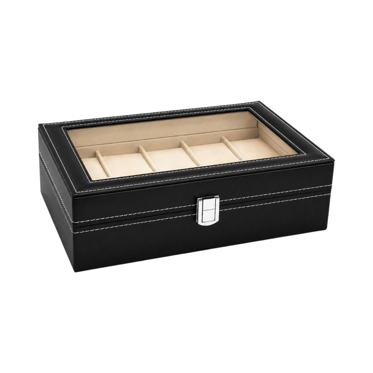 ORGANIZADOR PARA RELOJ FABRICADO CON PIEL SINTÉTICA DE PRIMERA CALIDAD SUAVE CUBIERTA DE TERCIOPELO 21X26CM