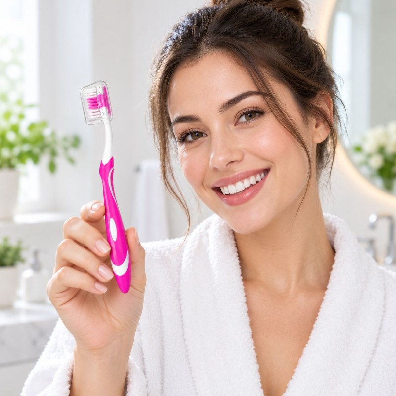 CEPILLO DE DIENTES DE LIMPIEZA PROFUNDA CON LIMPIADOR DE LENGUA Y CERDAS DE NYLON MATRIX 19CM