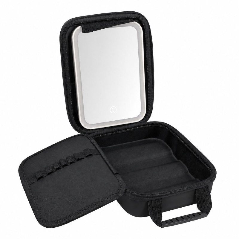 ORGANIZADOR ESTUCHE DE MAQUILLAJE PORTATIL CON ESPEJO LED 22X14CM