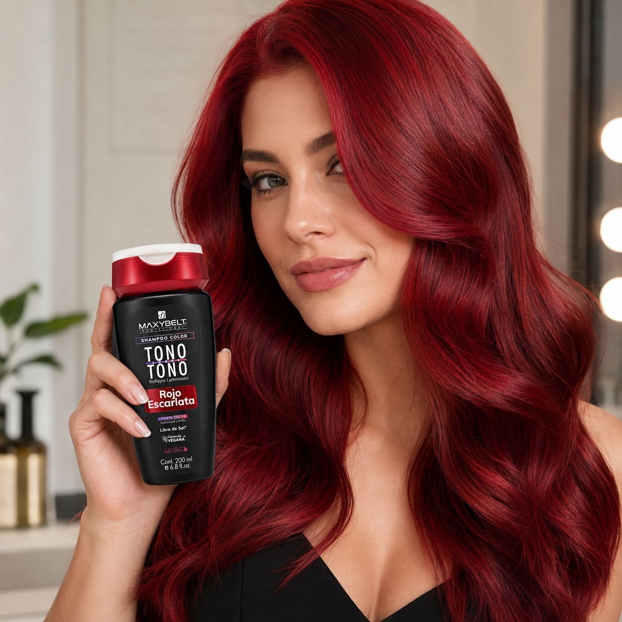 SHAMPOO DE COLOR TONO SOBRE TONO ROJO ESCARLATA MAXYBELT PROFESSIONAL 200ML 1 UND