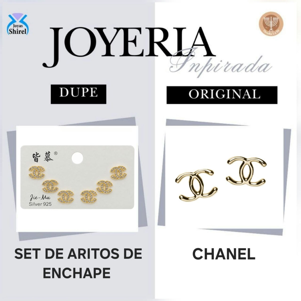 SET DE ARITOS DE ENCHAPE CON DISEÑO DE LOGO Y CIRCONES 0.6CM
