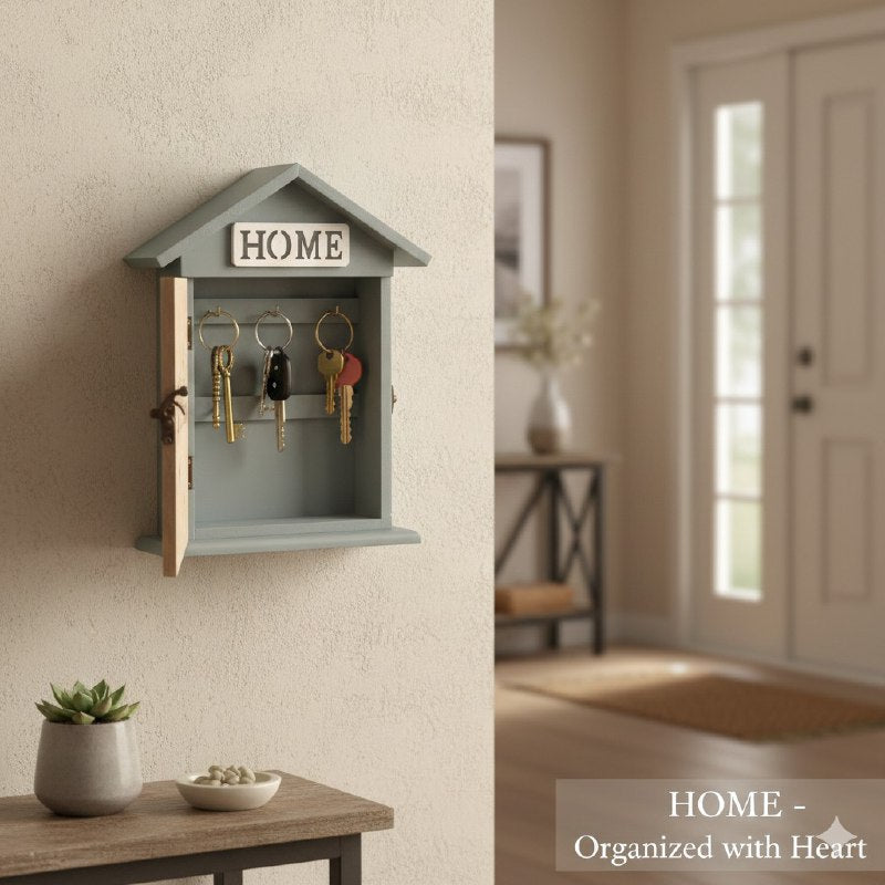 PORTA LLAVES, LLAVERO DECORATIVO PARA LLAVES ESTILO RUSTICO MADENA NATURAL 6 GANCHOS 20X28CM