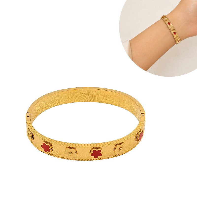 PULSERA DE ENCHAPE PARA DAMA CON DISEÑO DE FLOR 6.5CM
