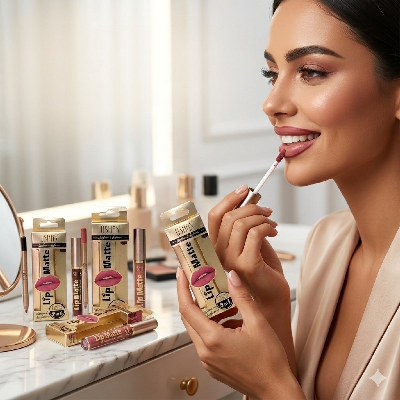 BRILLO LABIAL EN DUO CON DELINEADOR DE LABIOS USHAS 4.5G+1.2G