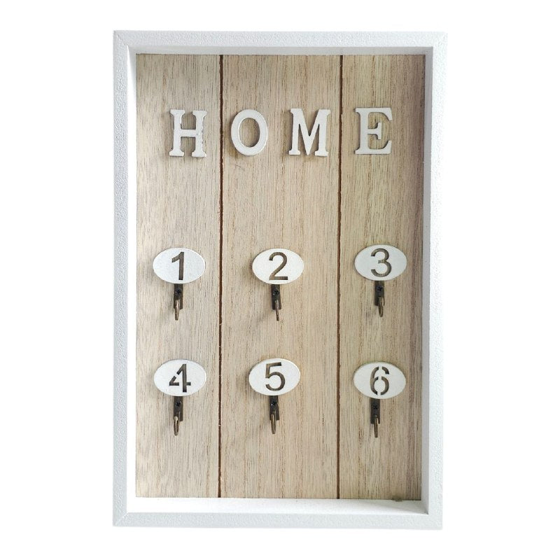 PORTA LLAVES, LLAVERO DECORATIVO PARA LLAVES ESTILO RUSTICO MADENA NATURAL 6 GANCHOS 20X30CM
