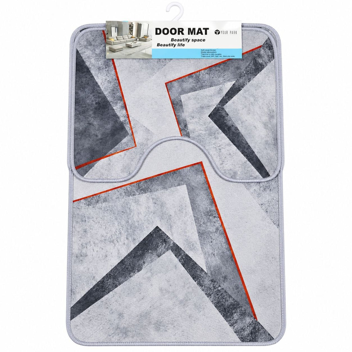 SET DE ALFOMBRAS PARA BAÑO SUAVES Y DECORATIVAS 2PCS DOOR MAT 80X50CM Y 18X18CM