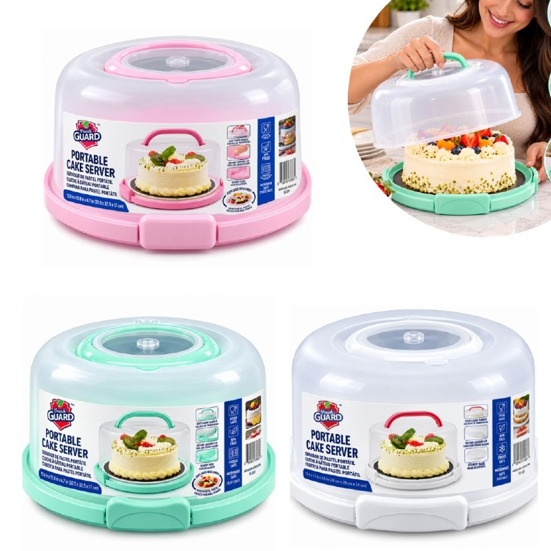 RECIPIENTE PORTA PASTELES CON CUPULA PROTECTORA FRESH GUARD 28X14CM