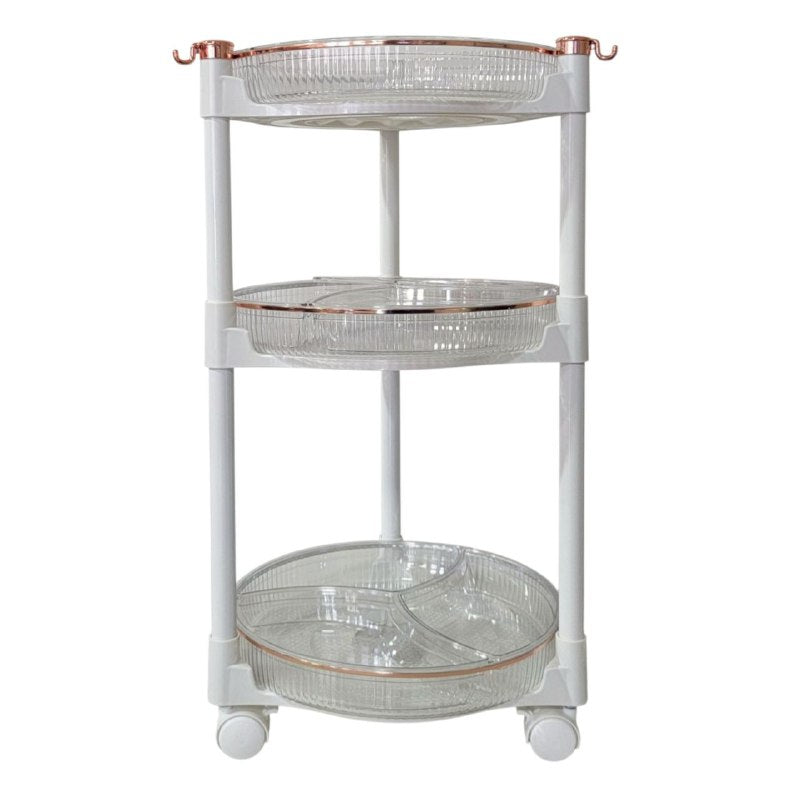 ESTANTE ORGANIZADOR TRANSPARENTE DE 3 NIVELES CON RUEDAS MULTIFUNCIONAL 65CM