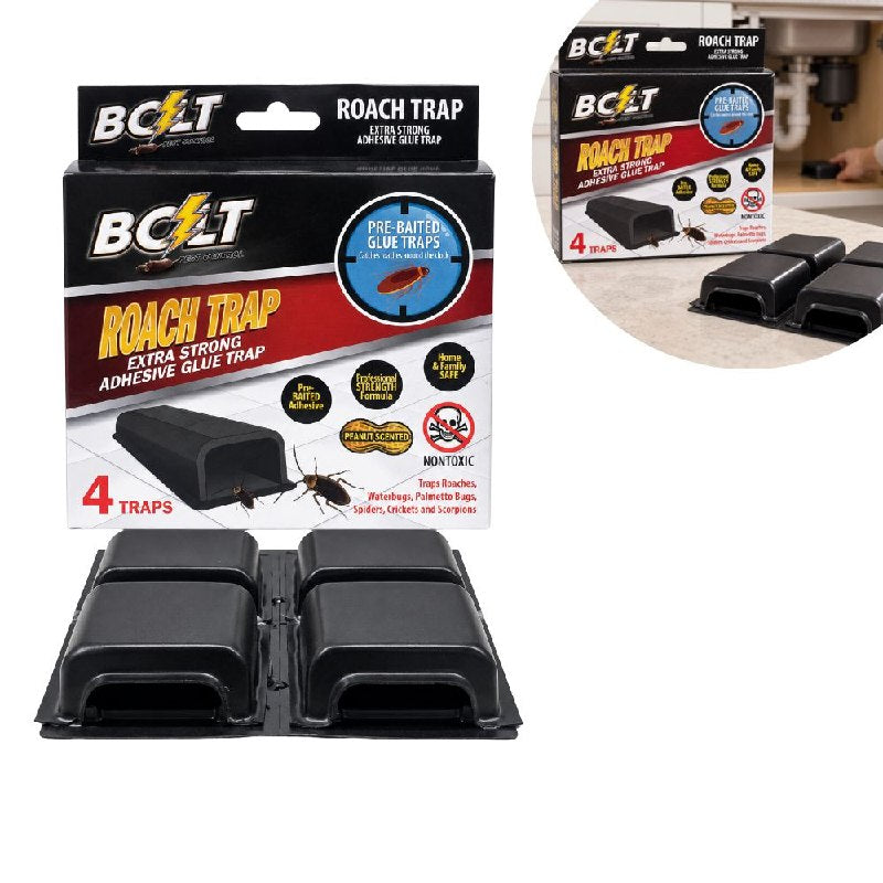 TRAMPAS ADHESIVAS PARA CUCARACHAS CON AROMA A MANÍ BOLT 4 PIEZAS (7X6CM C/U)