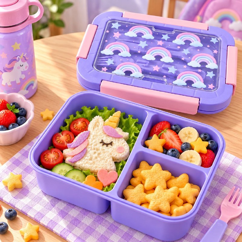 RECIPIENTE PANA PARA ALIMENTOS HERMETICA DE 3 COMPARTIMIENTOS CON CUBIERTOS PARA NIÑOS(AS) FRESH GUARD 1400ML